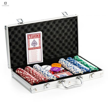 Maverick póker szett, 300 db zsetonnal, aluminium bőröndben - MAVERIC texas hold'em poker set