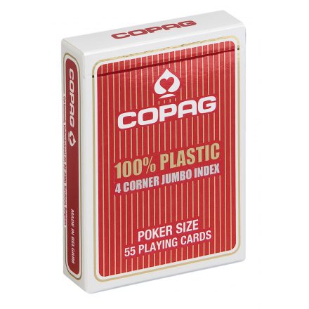 COPAG PKJ4 piros, 4 nagy indexes 100% plasztik póker - COPAG 100% plastic, corner jumbo index 